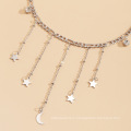 Simple Ins Star и Moon Tassel Clabical Chain Женская ниша с тонкой цепью.